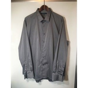 Perry Ellis Men's Long Sleeve Button Up Shirt Gray XXL Silver gray metallic